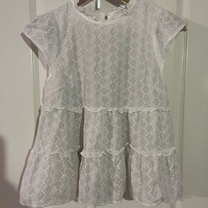 Chic White Tiered Lace Blouse